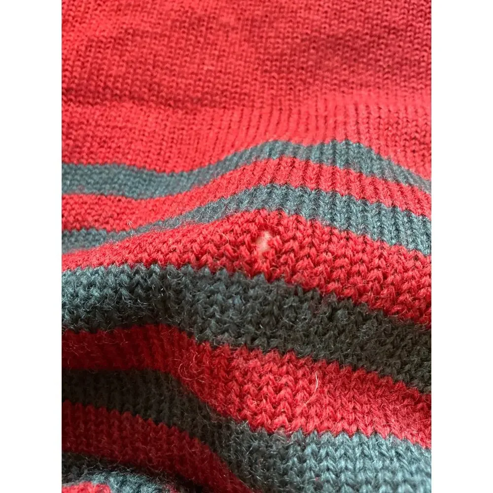Vintage 70s Calvin Klein Striped Wool Sweater Men's Large Red/Navy